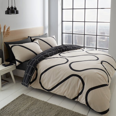 Catherine Lansfield Linear Curve Geometric Duvet Set