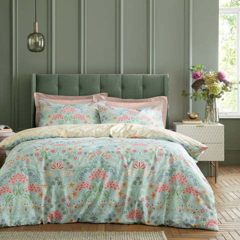 Royal Horticultural Society Art Deco Hydrangea Green Duvet Set