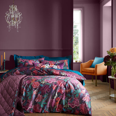 Bridgerton Kate Floral Plum Duvet Set