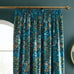 Royal Horticultural Society Garden Walk Blue Pencil Pleat Lined Curtains