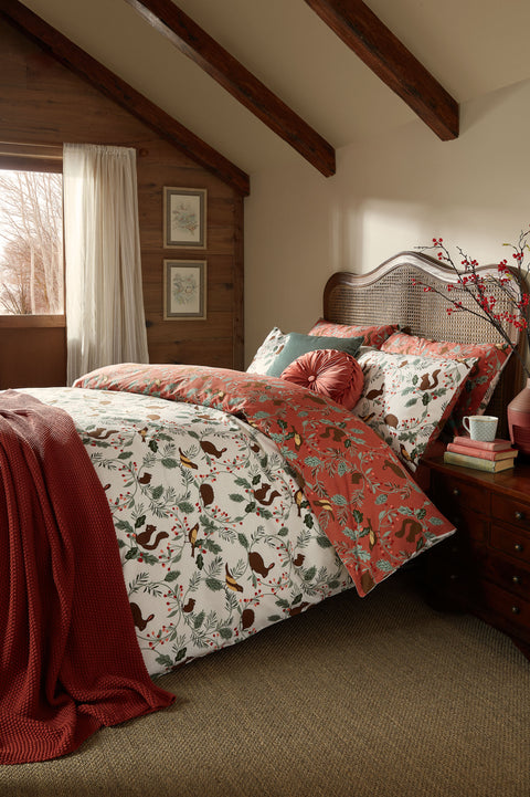 Laura Ashley Autumnal Wood Crimson Red Duvet Set