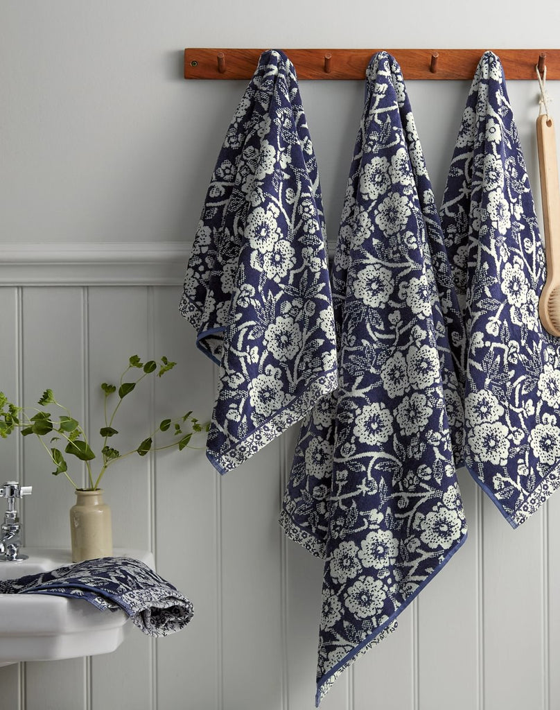 Burleigh X Bedeck of Belfast Calico Blue 100% BCI Cotton 550gsm Towels