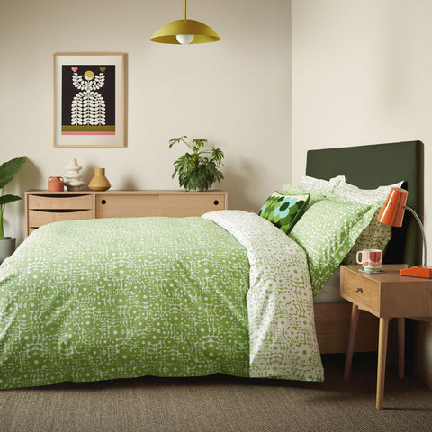 Orla Kiely Criss Cross Stem Basil Green Duvet Set