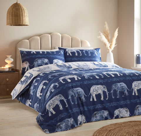 Simply Charlotte Elephant Blue/White Duvet Set