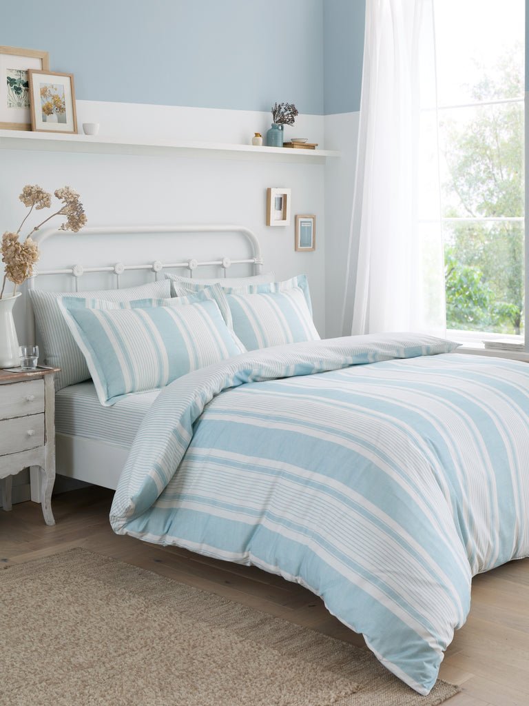 Dreams n Drapes Decorative Finlay Stripe Blue Duvet Set