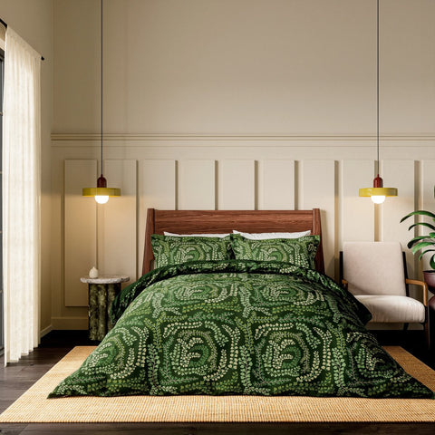 Harlequin Fayloa Fig Leaf & Clover Green Duvet Set