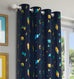 Tyrone Infinity Blue Metallic Print Kids Room Darkening Curtains