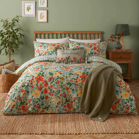 Furn Meadow Haze Printed Green Duvet Set