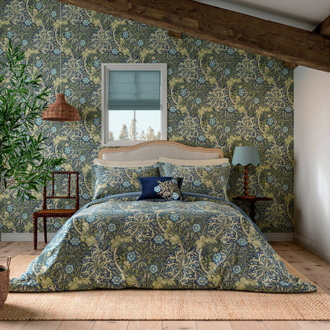 Morris & Co Morris Seaweed Cobalt & Thyme Duvet Set