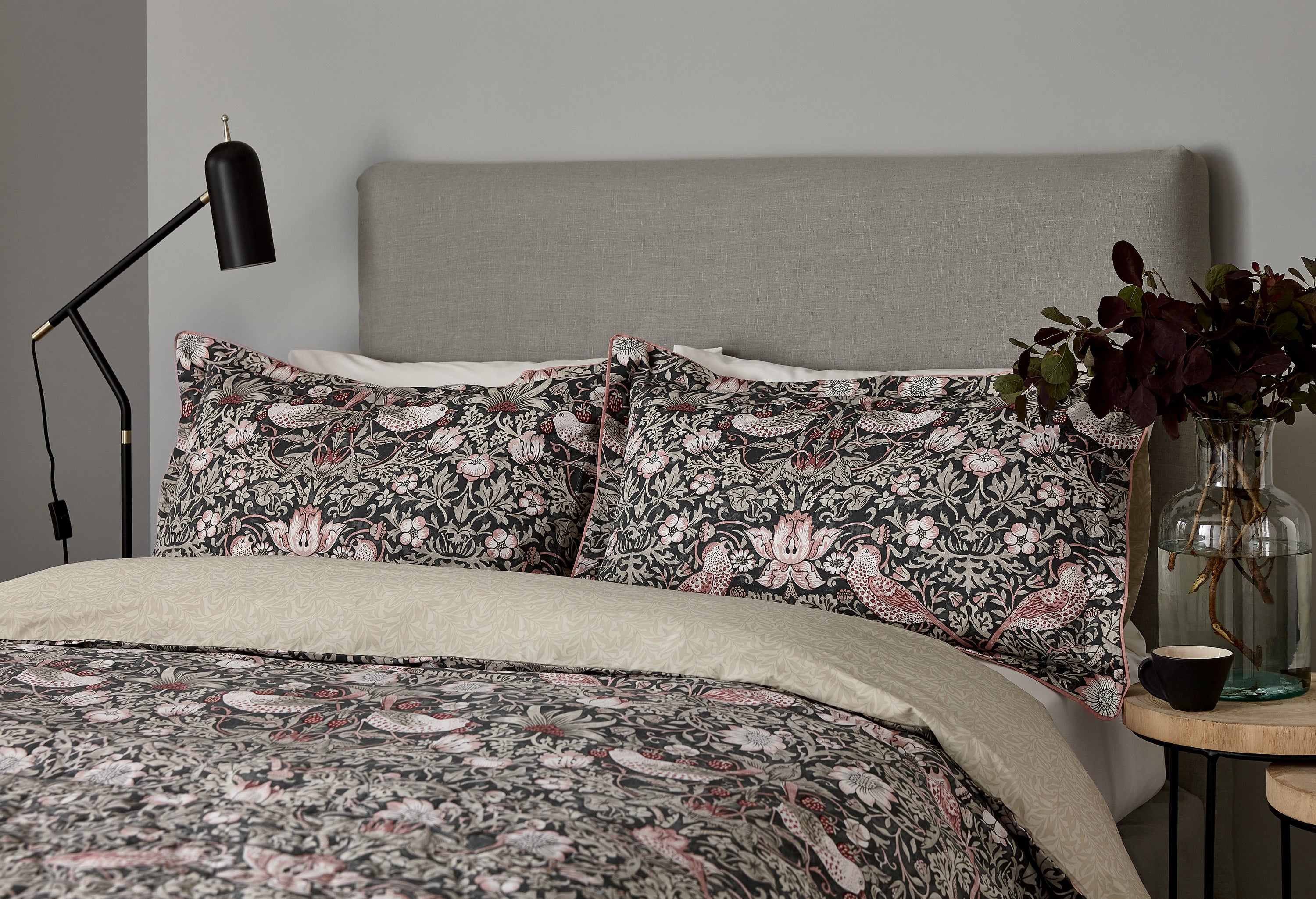 William Morris & Co Strawberry Thief Charcoal Bedding – Charmed Interiors