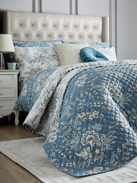 Laura Ashley Marlbrook Seaspray 235cm x 235cm Quilted Throw