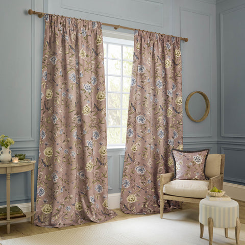 Sanderson Porcelain Garden Pencil Pleat Lined Curtains