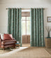 Laura Ashley Pussy Willow Fern Green Blackout Lined Eyelet Curtains