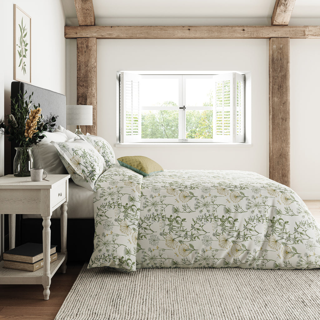 Sanderson Options Wild Angelica Silver & Spring Leaf Duvet Set