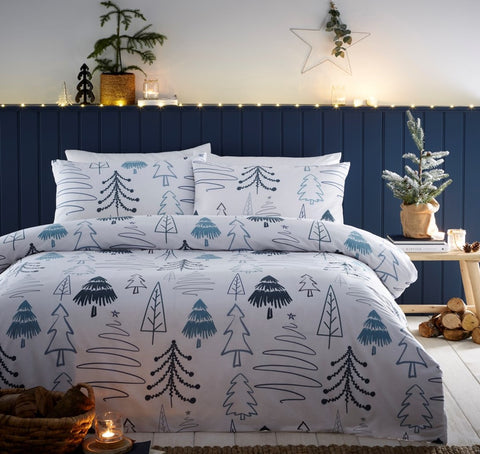 Simply Charlotte Scandi Trees White Duvet Set