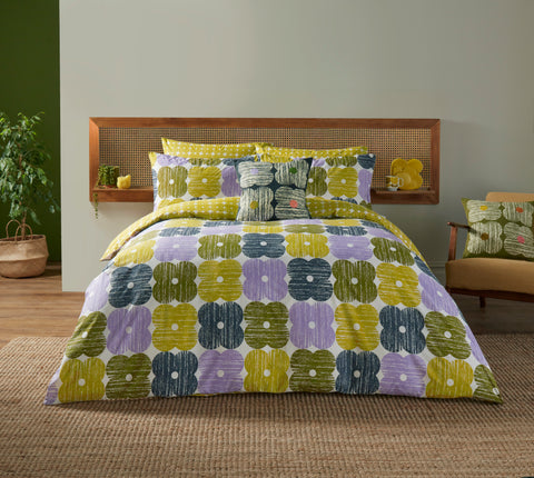 Orla Kiely Textured Flower Lilac-Moss Duvet Set