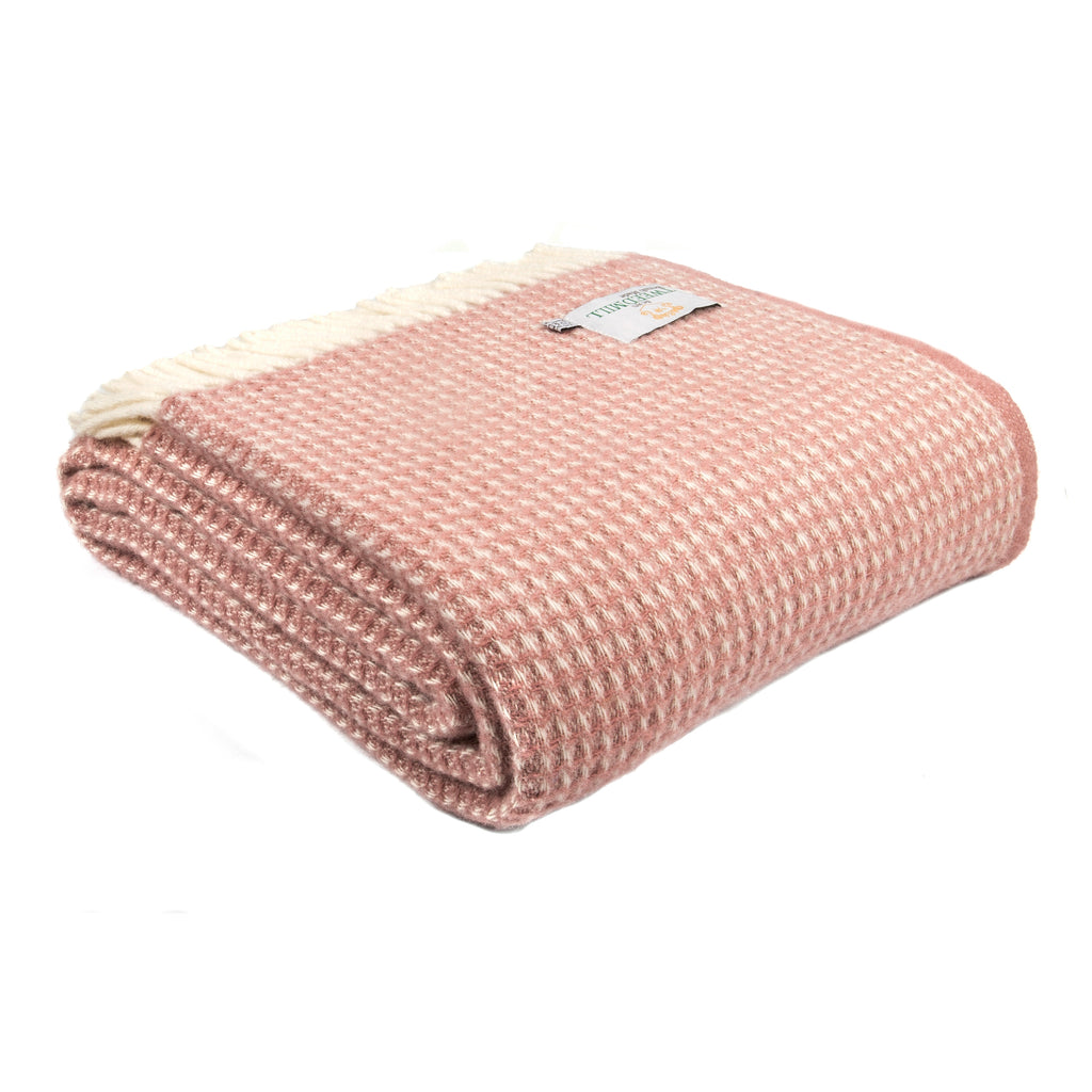 Tweedmill Waffle Dusky Pink 140cm x 240cm Throw