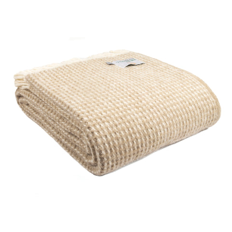 Tweedmill Waffle Oatmeal 140cm x 240cm Throw