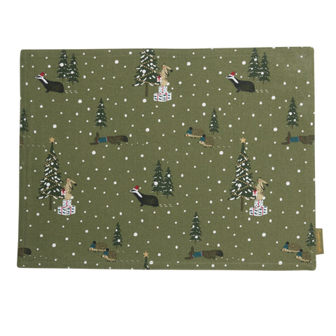 ALL84820S Sophie Allport Festive Forest Fabric Placemat (Set of 2)