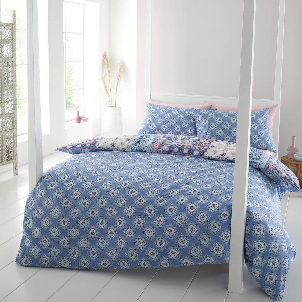 Catherine Lansfield Boho Patchwork Blue Bedding – Charmed Interiors