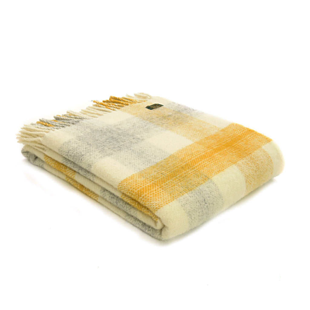 Tweedmill Meadow Check Yellow 150cm x 183cm Throw