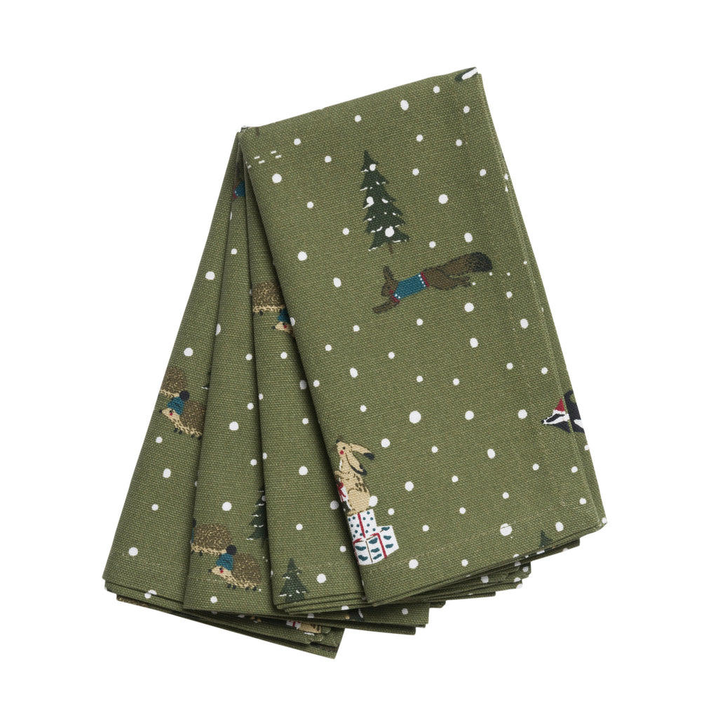 ALL84300 Sophie Allport Festive Forest Napkins Set of 4